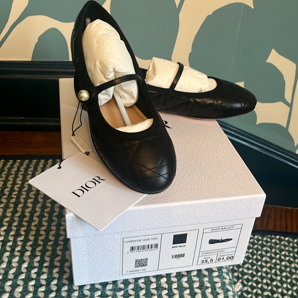 Cannage quilted dior ballet flat